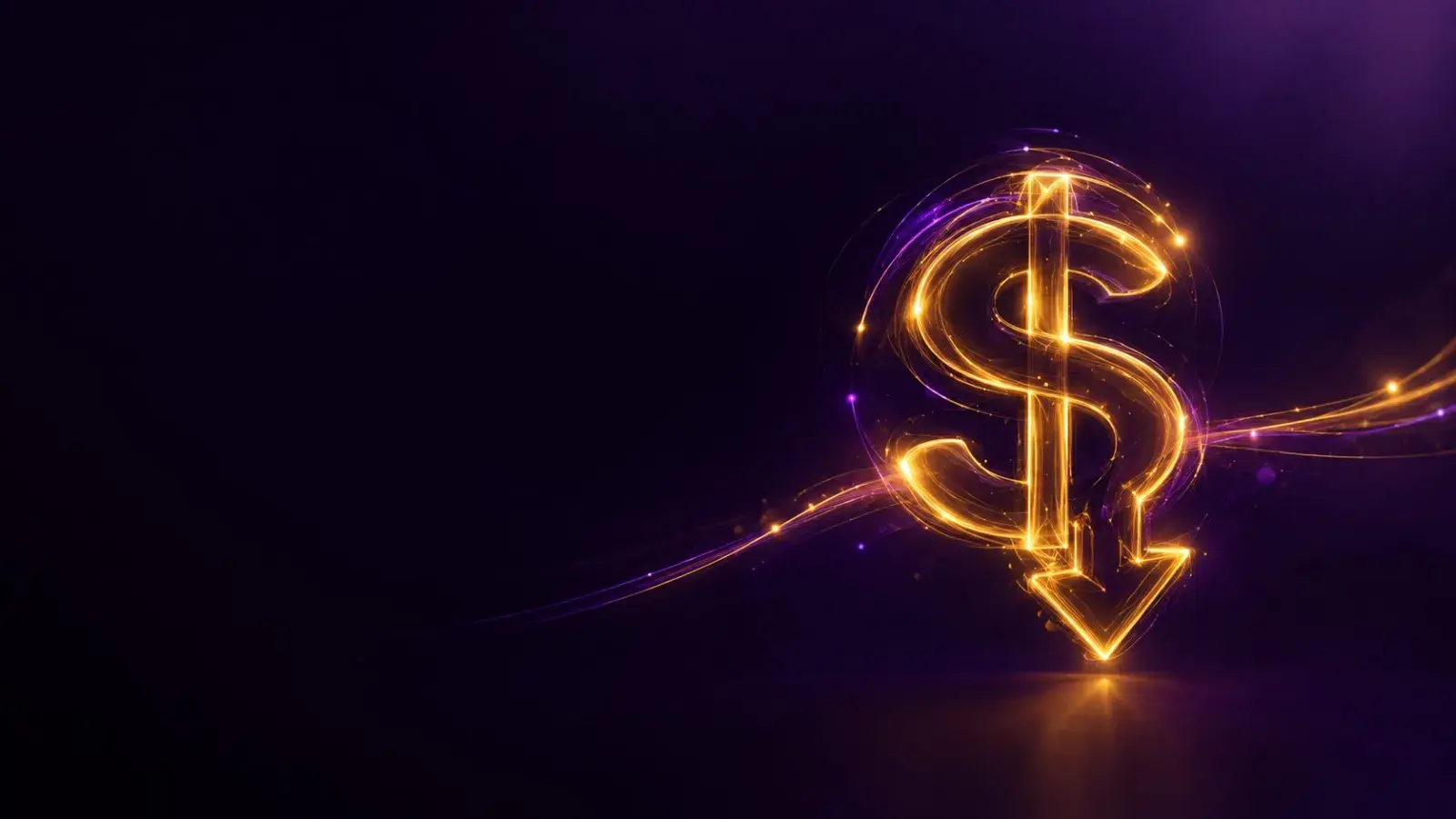 Símbolo de dinheiro com seta para baixo, representando a economia na conta de luz