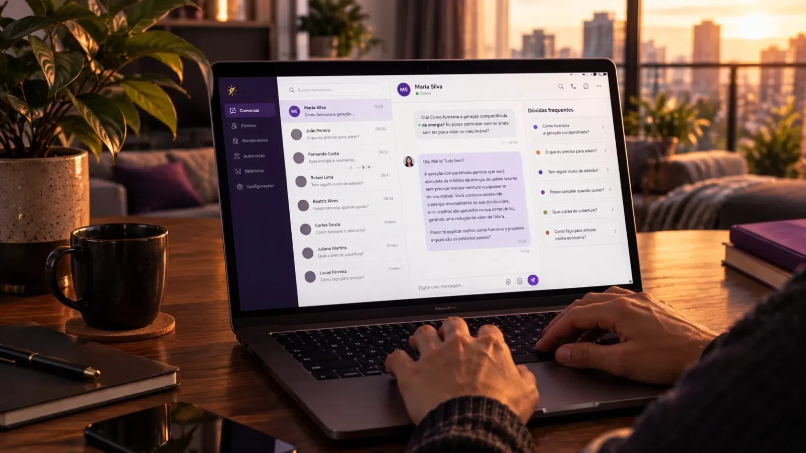 Person getting answers about shared generation in an online support session on a laptop